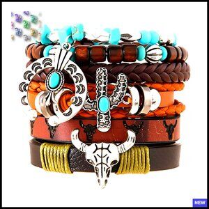 Western Bohemian Stretch Bracelet Stackable Vintage Charm Rustic Beaded